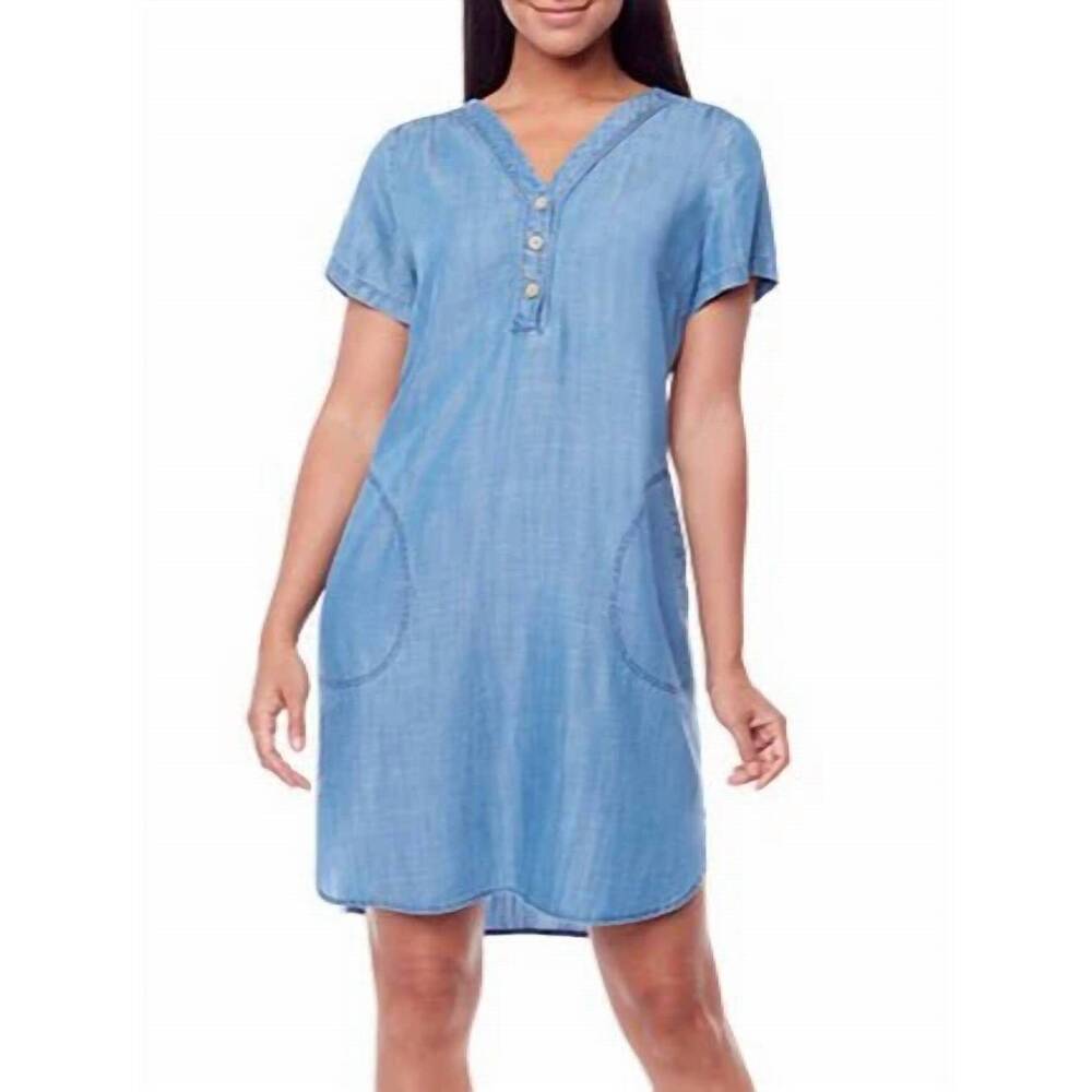 NEW CARRE NOIR tencel dress in light denim blue